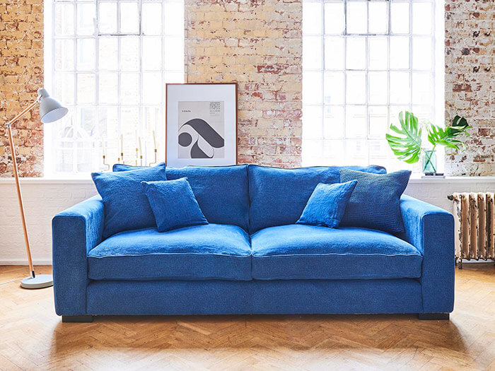 Stourhead 3 Seater Sofa in Belgium Linen Indigo